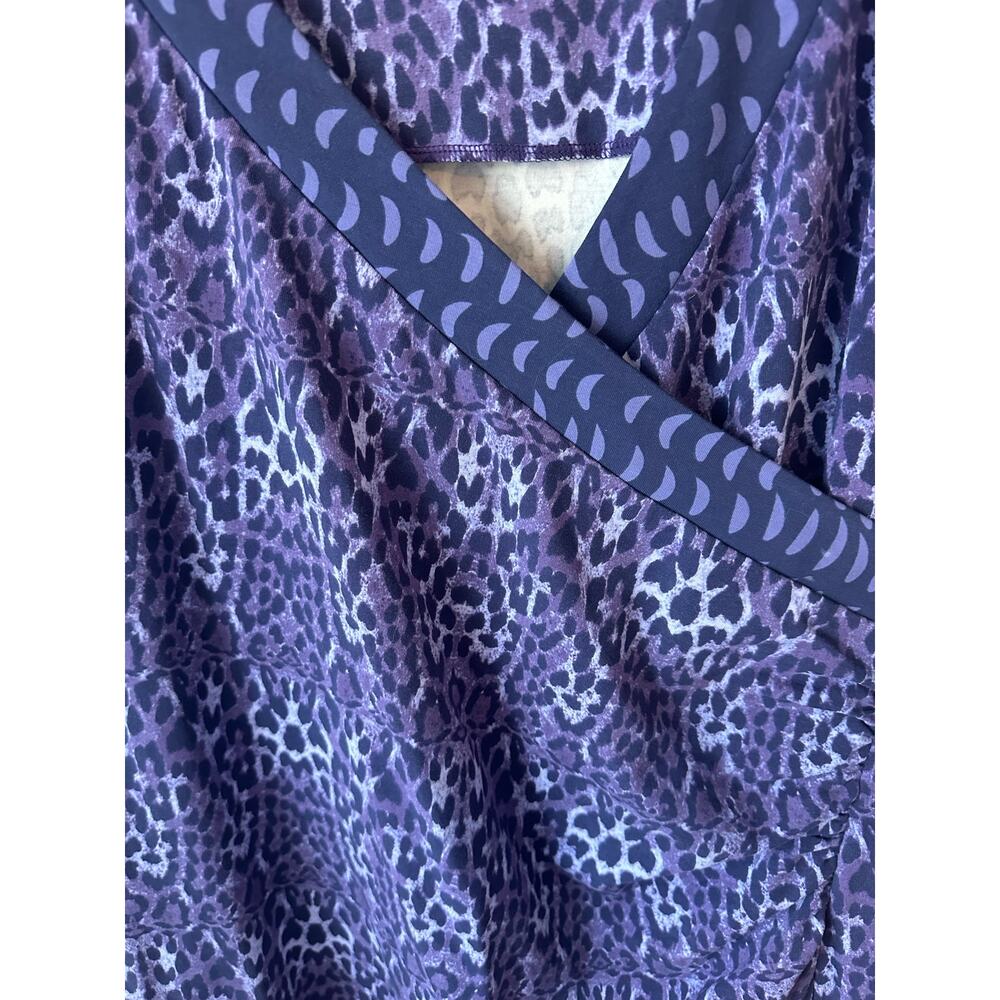 Soft Surroundings Faux Purple Animal Print Wrap Midi Dress - Picture 4 of 7